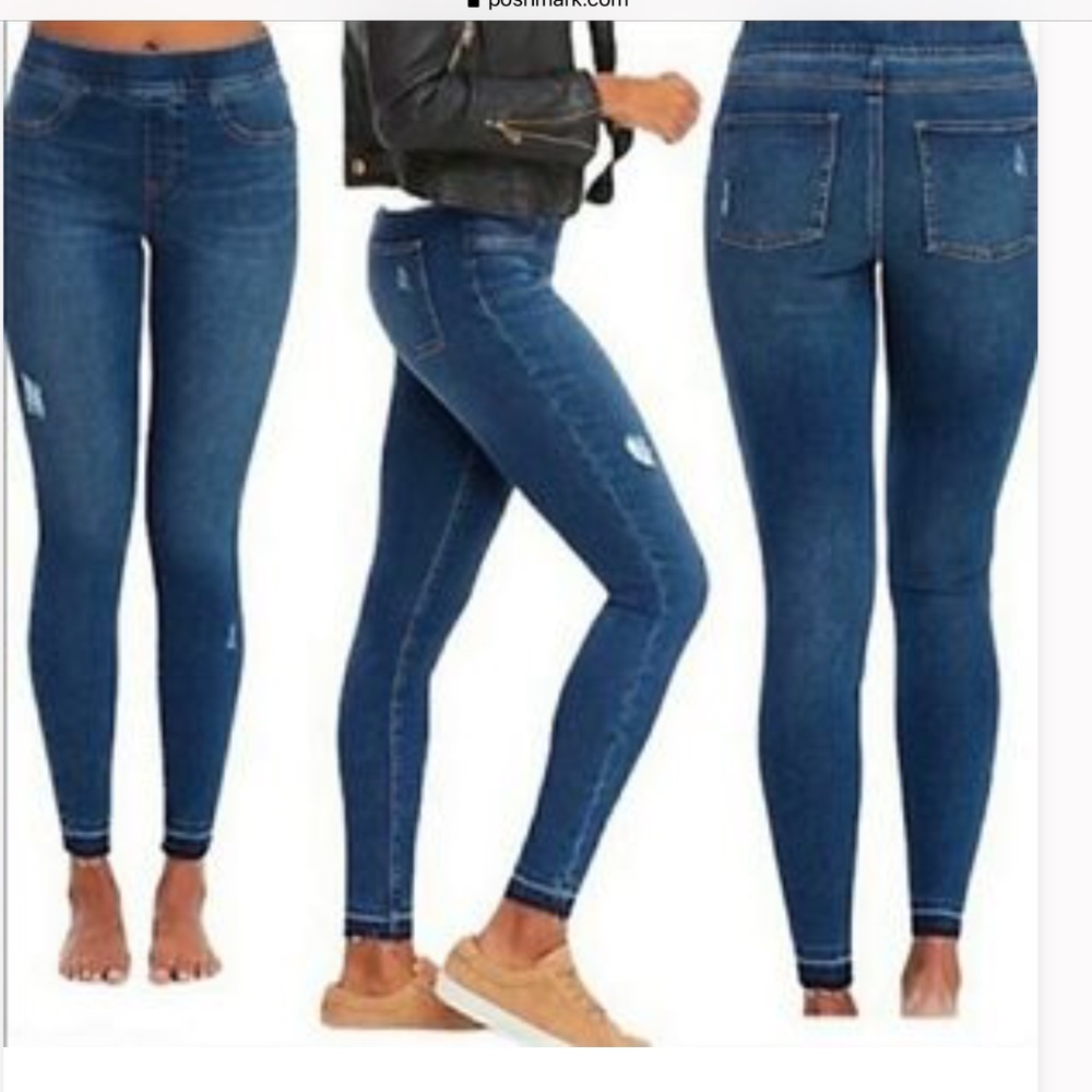 SPANX Jeanish Distressed Skinny Ankle Jean Raw Hem